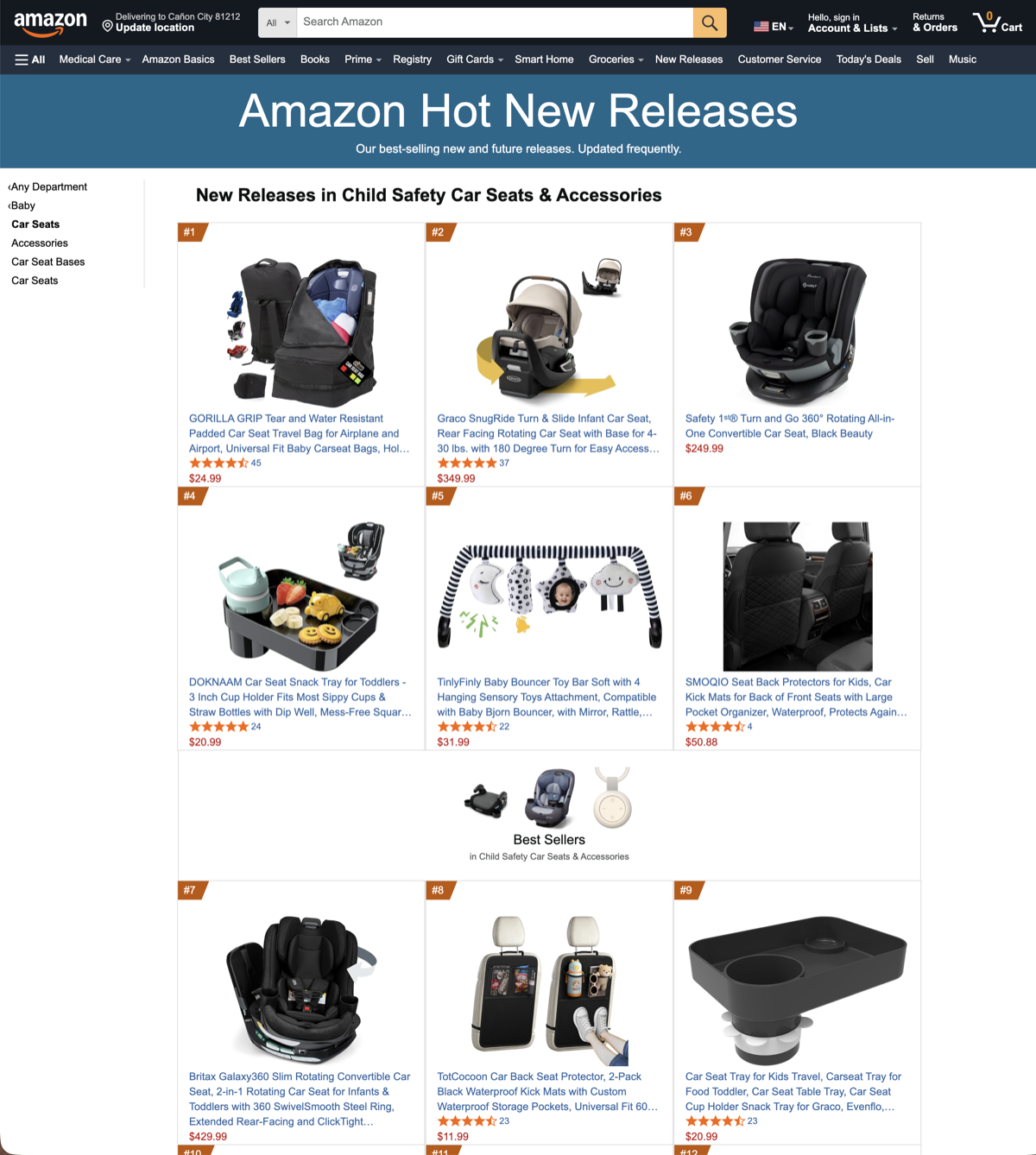 Sub-category by ID (New Release -> Baby -> Car Seats)