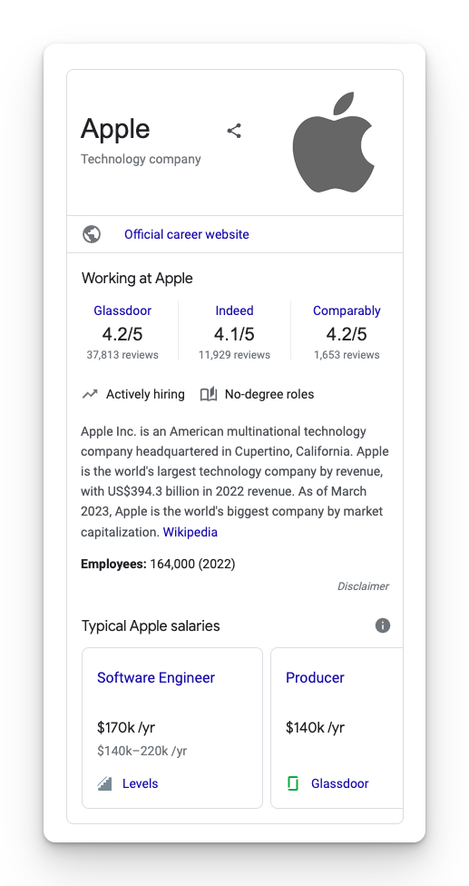 Knowledge Graph - Apple jobs