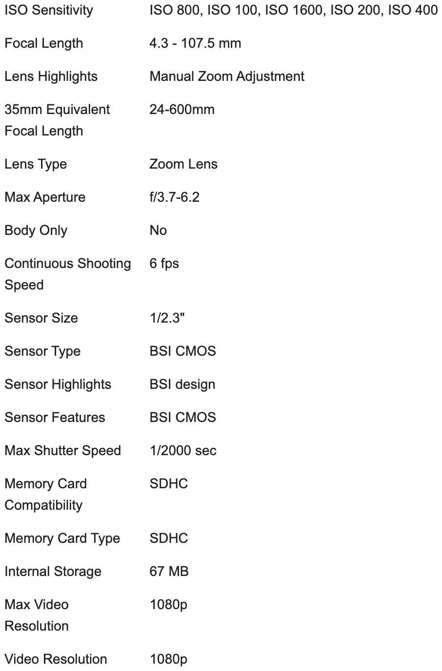 Specifications