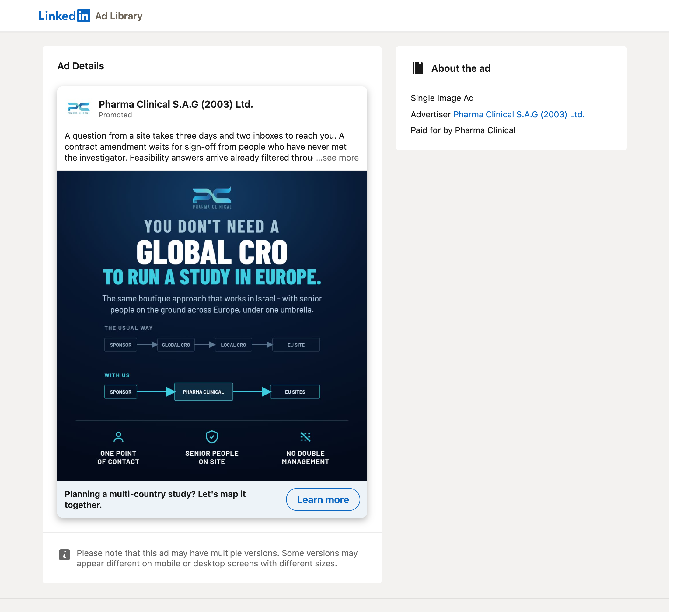 Response for an ad served without the transparency block