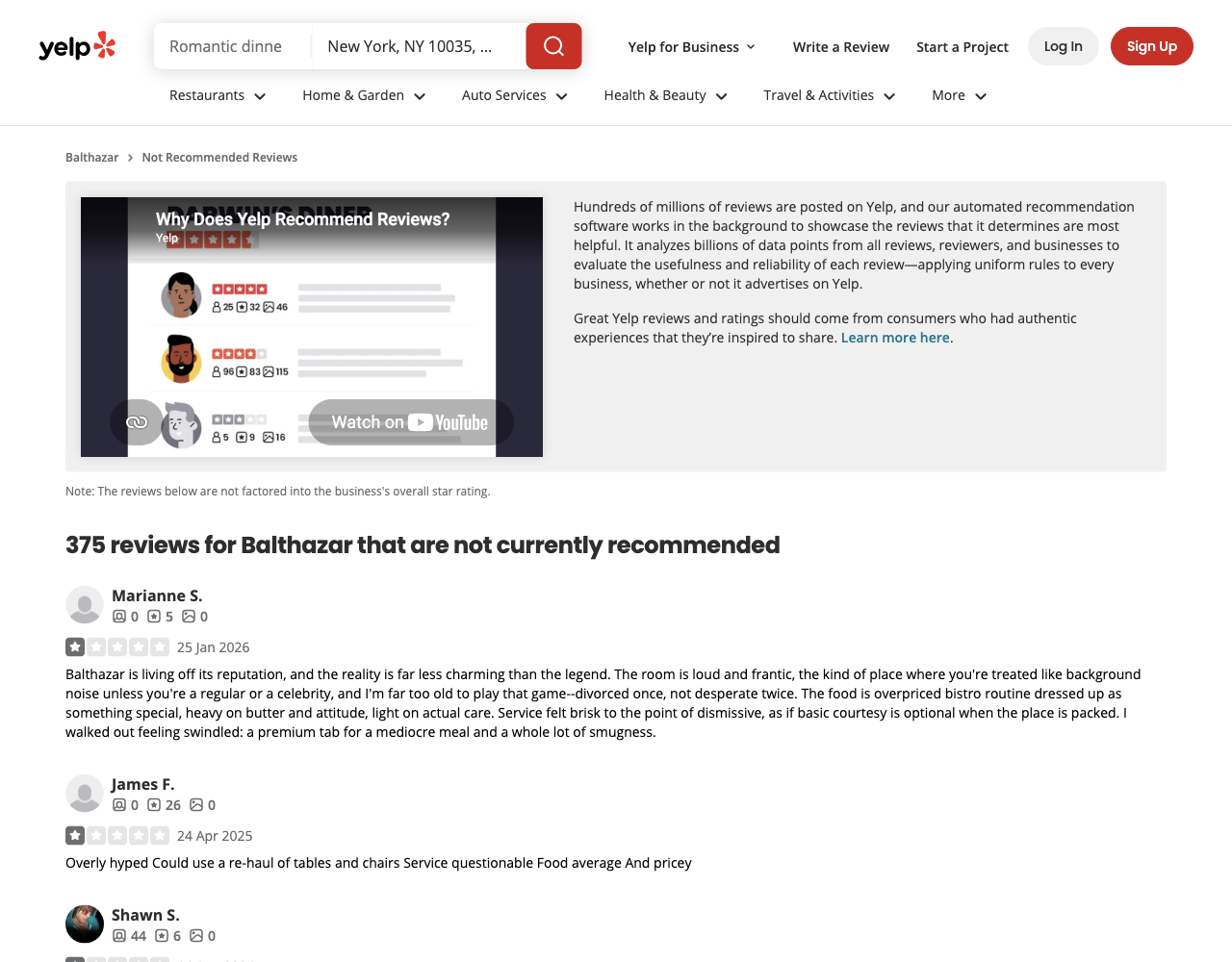 Non-recommended Reviews