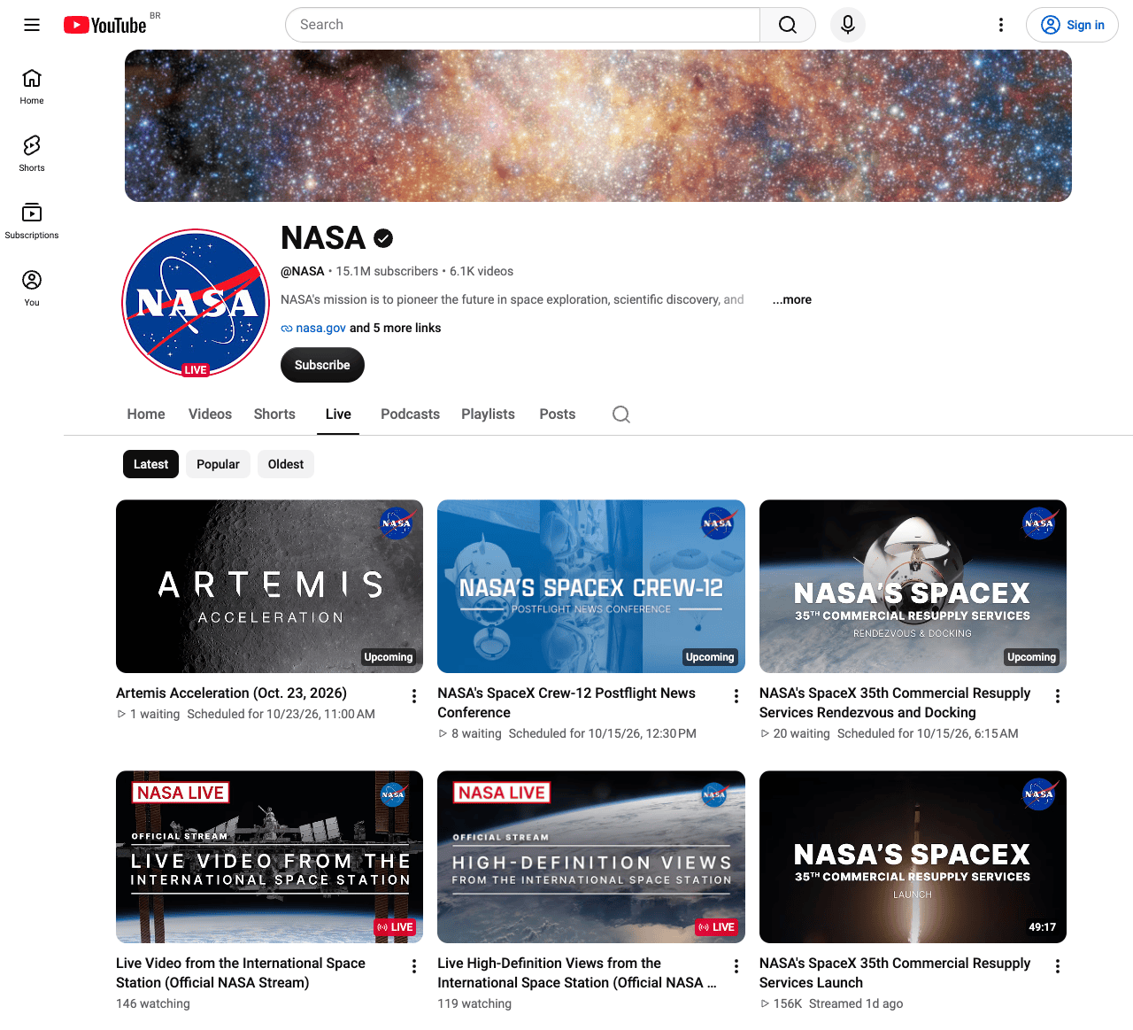 Channel Live Streams