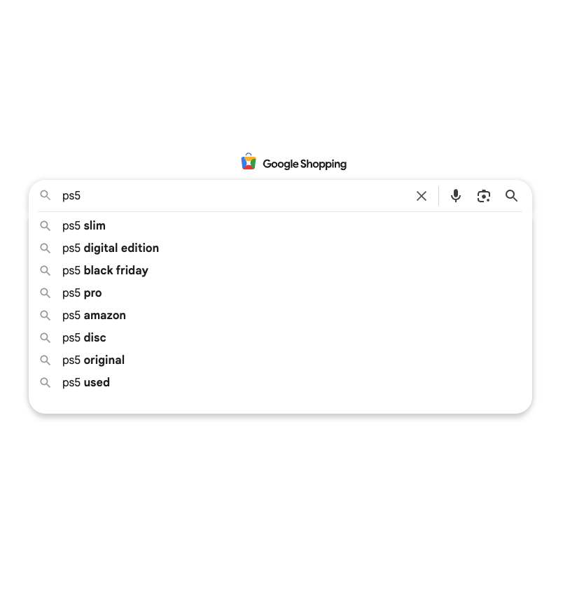 Google Shopping Autocomplete API