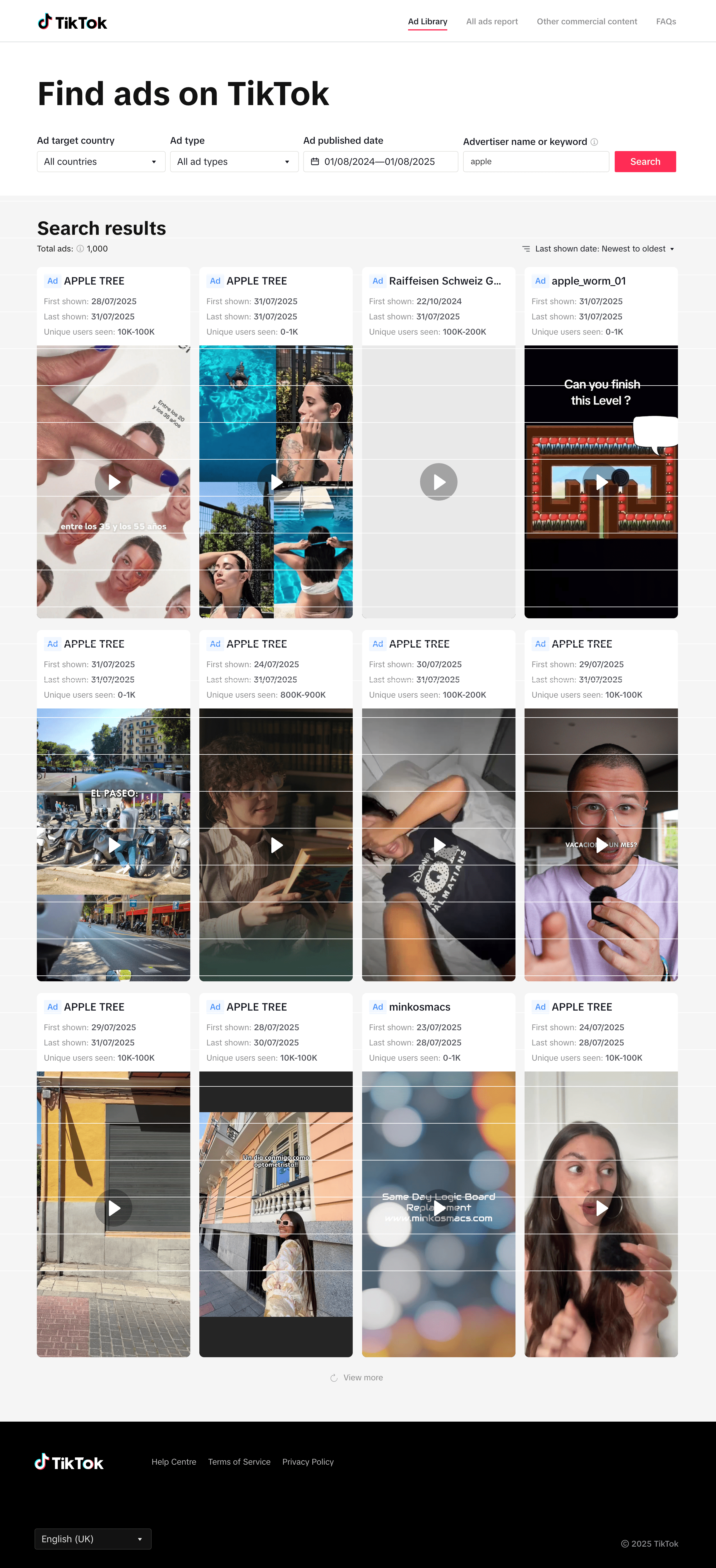 TikTok Ad Data