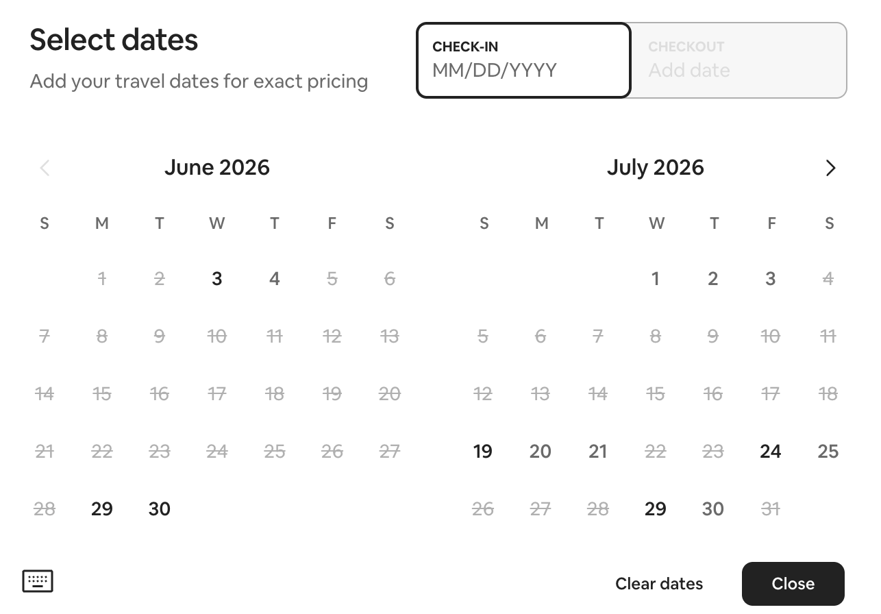 Airbnb Property Availability Calendar API
