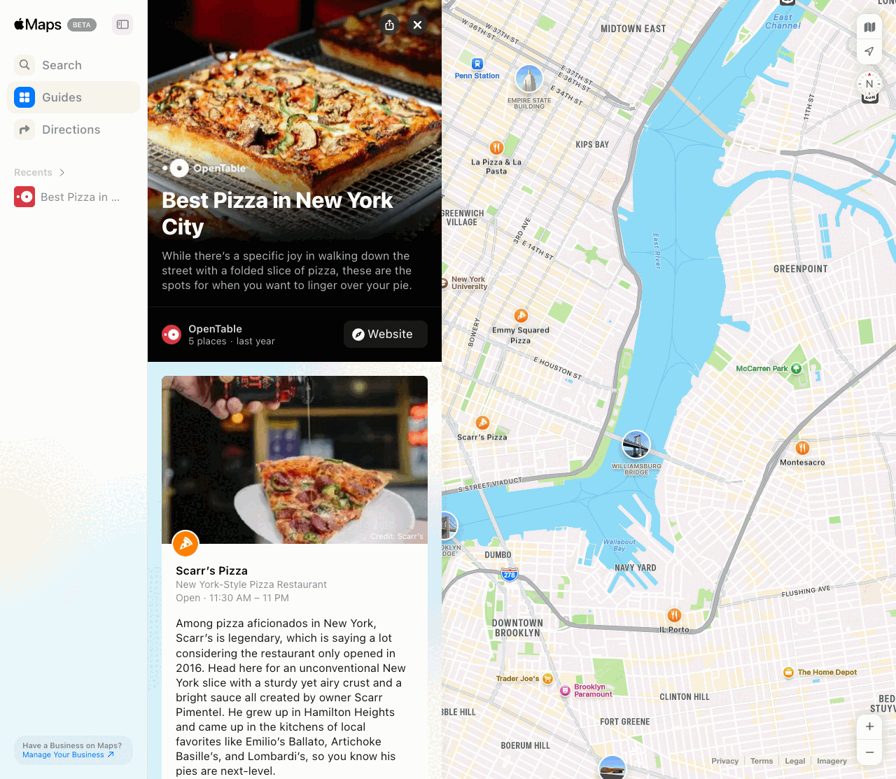 Apple Maps Guides API